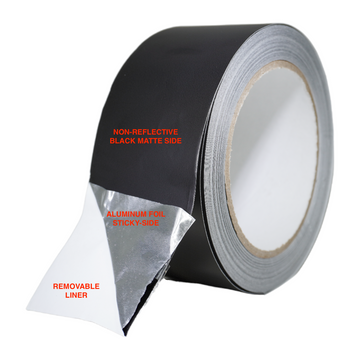 GGR Supplies AF-22A-B Aluminum Foil Black Matte Tape Non Reflective with Acrylic Adhesive. (2" X 27 Yards (25Mts)