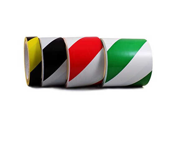 T.R.U. SST-618C Red & White Hazard Warning Safety Stripe Tape: 3" In